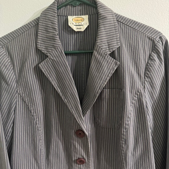 Talbots Petites Pinstriped Gray Blazer Suit Jacket with Stretch Women's Medium - Picture 5 of 7